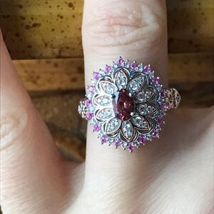 Natural Pink Garnet Pink Sapphire Sterling Silver Ring